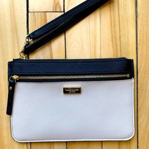 Kate Spade black/ cream colour block wristlet